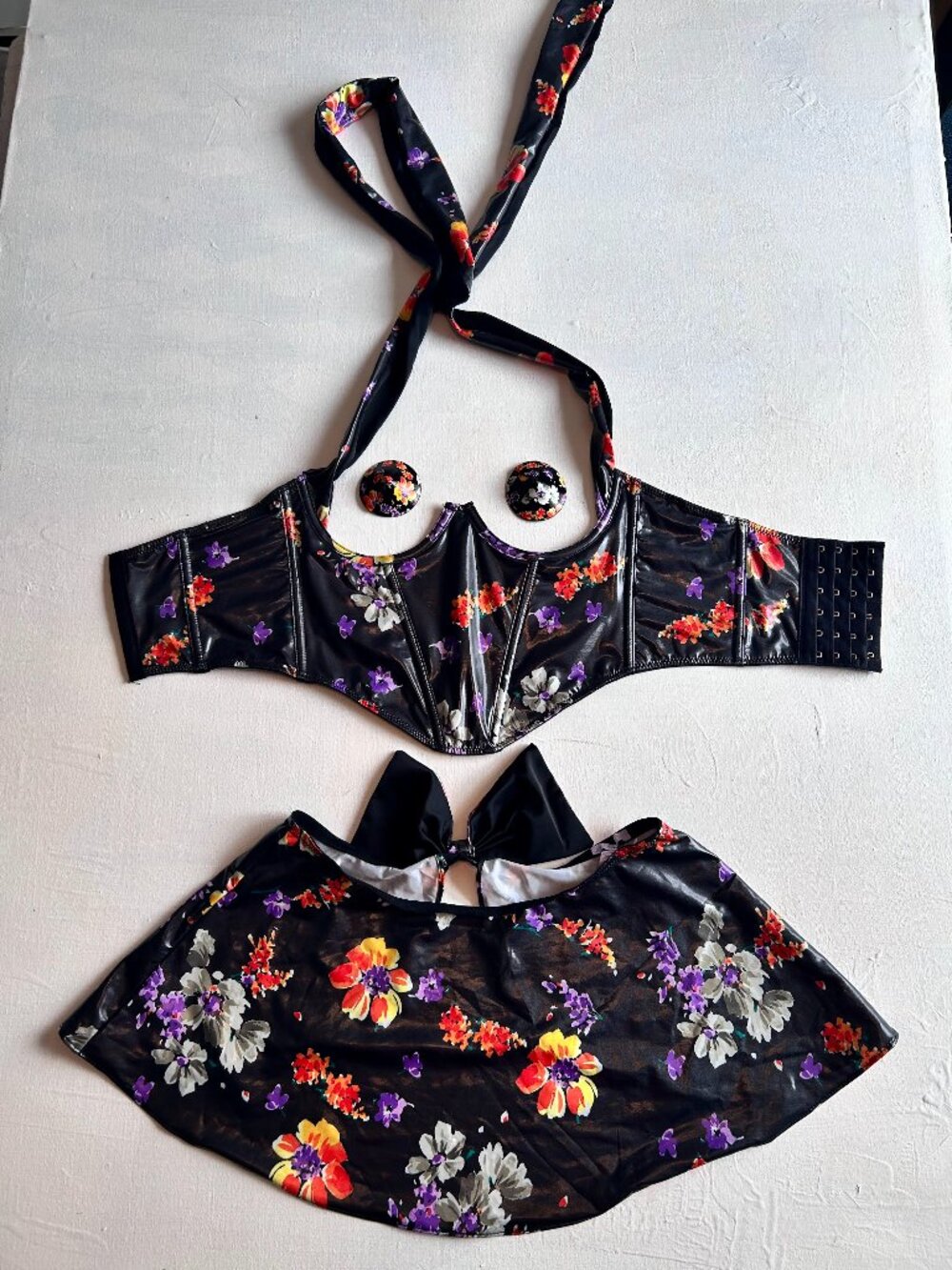 Savage X Fenty Night Blooms Cupless Halter Corset & Skirt Set • 34B Medium